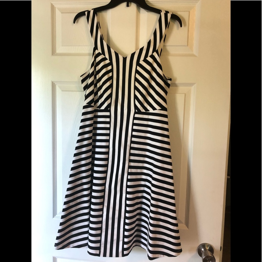 Black and white stripe skater dress